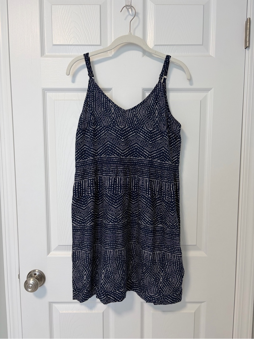 RVCA Navy Printed Spaghetti-Strap Mini Dress